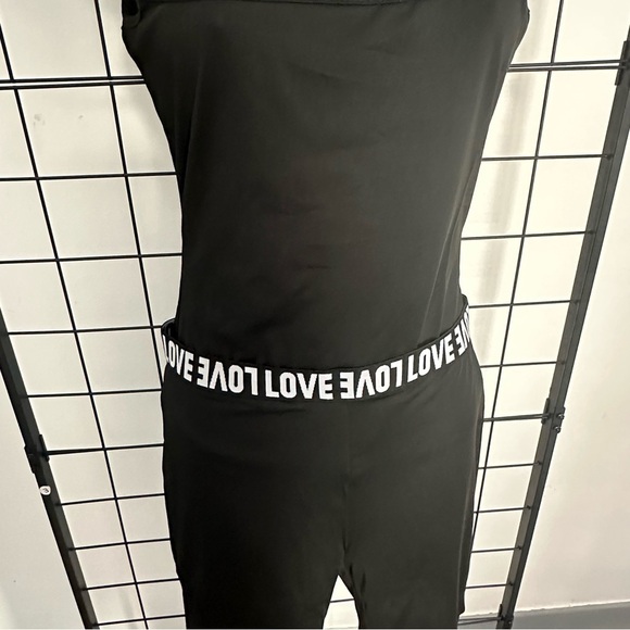 BLACK LETTER BAND PATCH FISHNET DESIGN TOP SHORTS SET - Picture 6 of 13